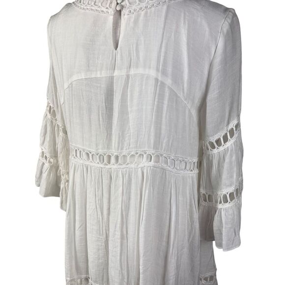 New Listicle White Crochet Eyelet Dress Large Gauze Lined Boho Beachy - Picture 8 of 16